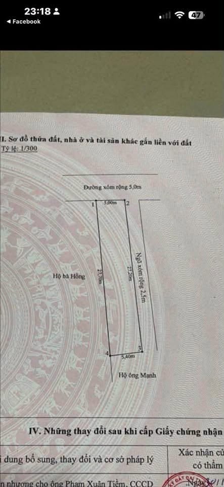Bán đất lô góc thôn Tràng, Tam Đa, Vĩnh Bảo – gần 150m² thổ cư